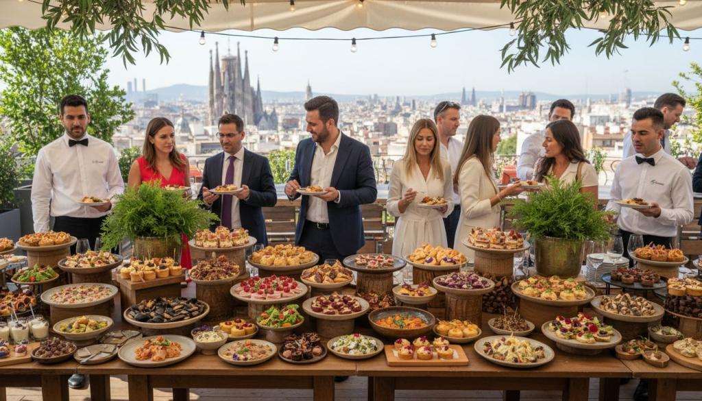 Plato gourmet servido por catering profesional en Barcelona de Merci Chefs con presentación elegante y colorida